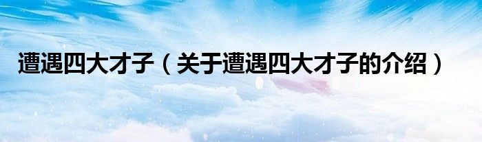 遭遇四大才子（关于遭遇四大才子的介绍）