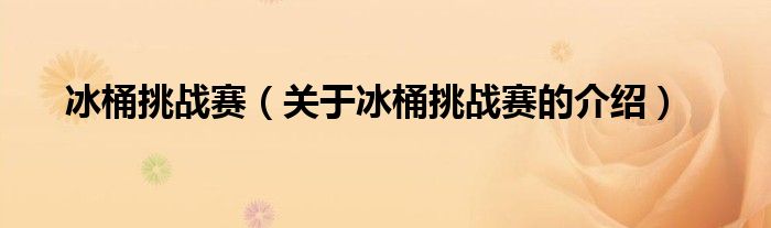 冰桶挑战赛（关于冰桶挑战赛的介绍）
