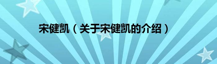 宋健凯（关于宋健凯的介绍）