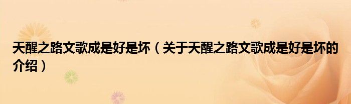 天醒之路文歌成是好是坏（关于天醒之路文歌成是好是坏的介绍）