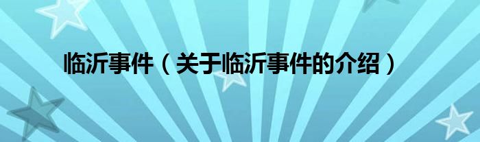 临沂事件（关于临沂事件的介绍）