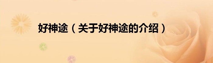 好神途（关于好神途的介绍）