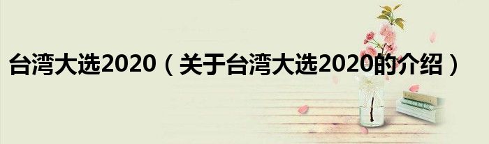 台湾大选2020（关于台湾大选2020的介绍）