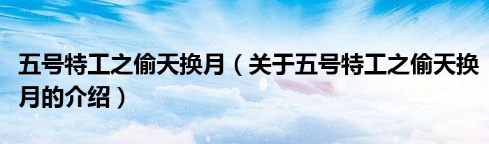 五号特工之偷天换月（关于五号特工之偷天换月的介绍）