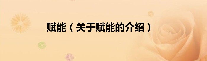 赋能（关于赋能的介绍）