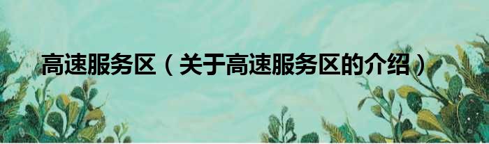 高速服务区（关于高速服务区的介绍）