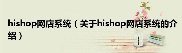 hishop网店系统（关于hishop网店系统的介绍）