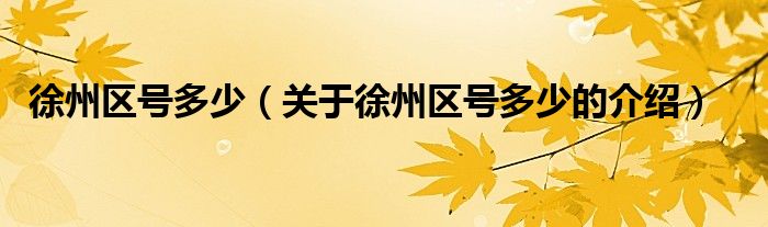 徐州区号多少（关于徐州区号多少的介绍）
