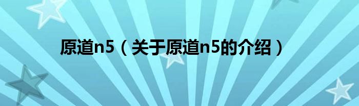 原道n5（关于原道n5的介绍）