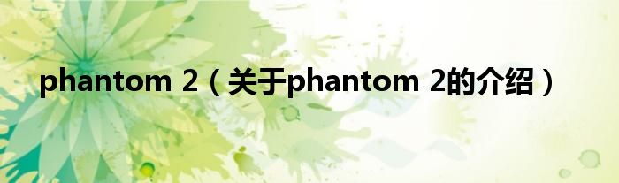 phantom 2（关于phantom 2的介绍）