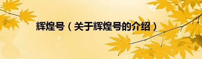 辉煌号（关于辉煌号的介绍）