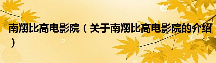 南翔比高电影院（关于南翔比高电影院的介绍）