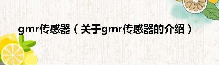 gmr传感器（关于gmr传感器的介绍）