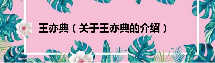 王亦典（关于王亦典的介绍）