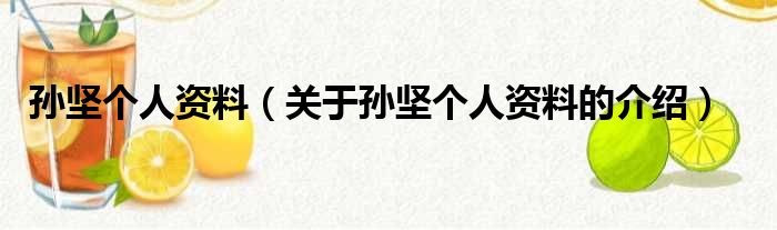 孙坚个人资料（关于孙坚个人资料的介绍）