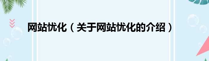 网站忧化（关于网站忧化的介绍）