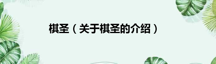 棋圣（关于棋圣的介绍）