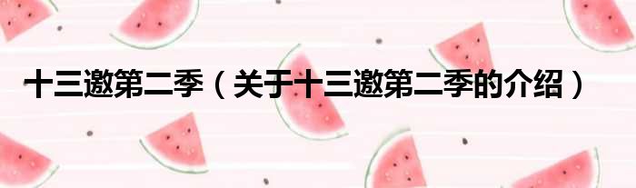 十三邀第二季（关于十三邀第二季的介绍）