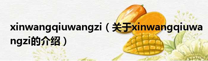 xinwangqiuwangzi（关于xinwangqiuwangzi的介绍）