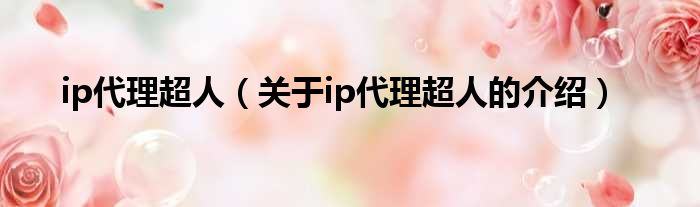 ip代理超人（关于ip代理超人的介绍）