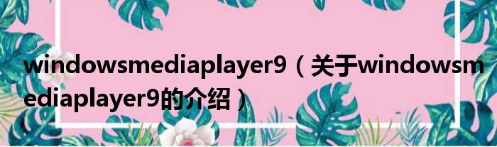 windowsmediaplayer9（关于windowsmediaplayer9的介绍）