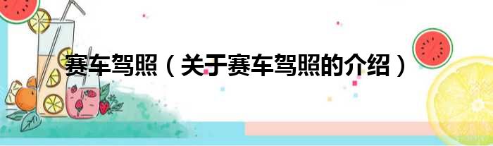 赛车驾照（关于赛车驾照的介绍）