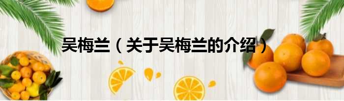 吴梅兰（关于吴梅兰的介绍）