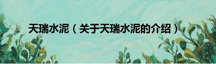 天瑞水泥（关于天瑞水泥的介绍）