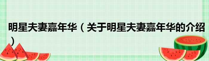 明星夫妻嘉年华（关于明星夫妻嘉年华的介绍）