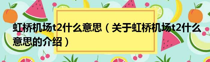 虹桥机场t2什么意思（关于虹桥机场t2什么意思的介绍）