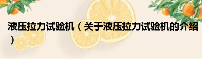 液压拉力试验机（关于液压拉力试验机的介绍）