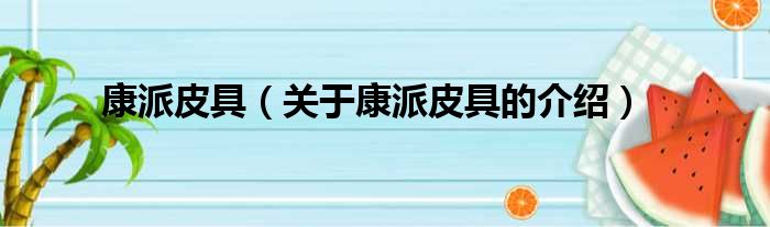 康派皮具（关于康派皮具的介绍）