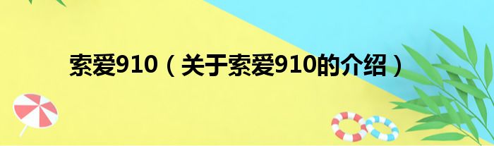 索爱910（关于索爱910的介绍）