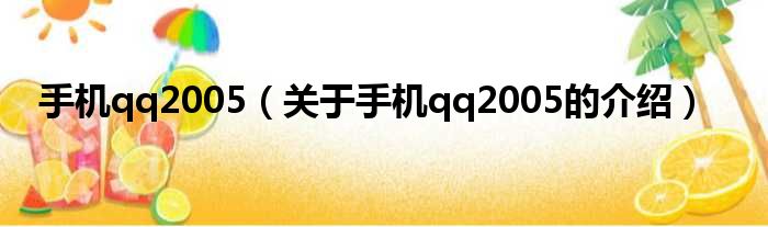 手机qq2005（关于手机qq2005的介绍）
