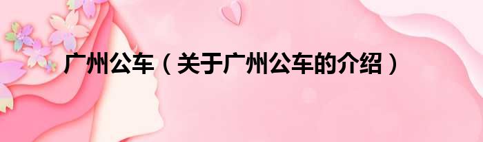 广州公车（关于广州公车的介绍）