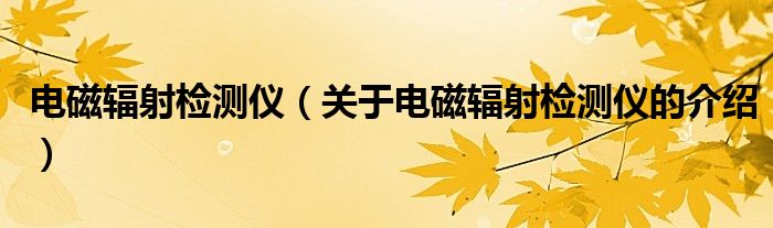 电磁辐射检测仪（关于电磁辐射检测仪的介绍）