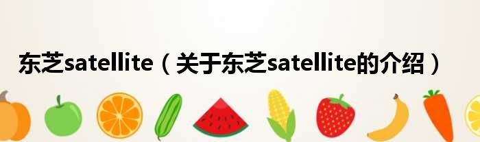 东芝satellite（关于东芝satellite的介绍）