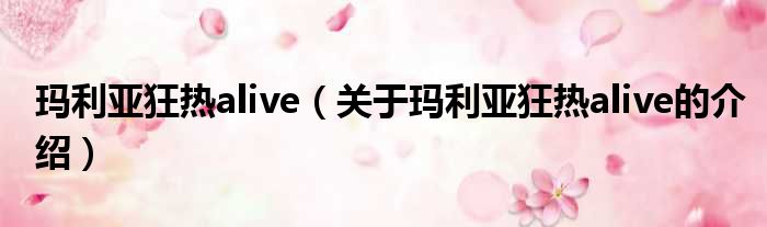 玛利亚狂热alive（关于玛利亚狂热alive的介绍）