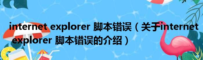 internet explorer 脚本错误（关于internet explorer 脚本错误的介绍）