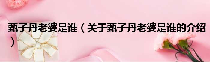 甄子丹老婆是谁（关于甄子丹老婆是谁的介绍）