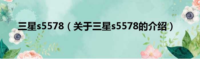 三星s5578（关于三星s5578的介绍）