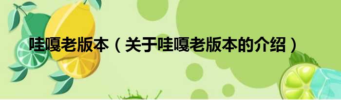 哇嘎老版本（关于哇嘎老版本的介绍）