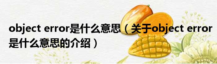object error是什么意思（关于object error是什么意思的介绍）