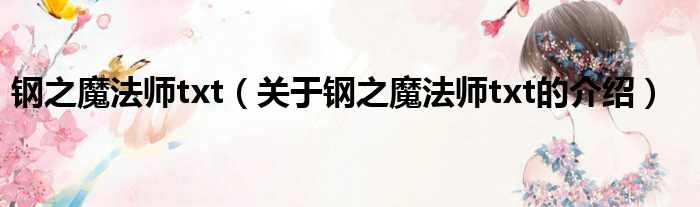 钢之魔法师txt（关于钢之魔法师txt的介绍）