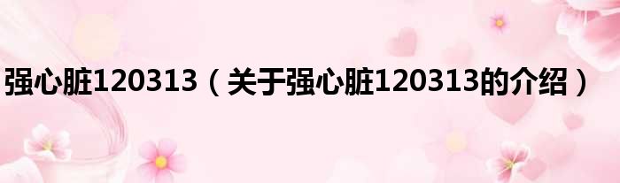 强心脏120313（关于强心脏120313的介绍）
