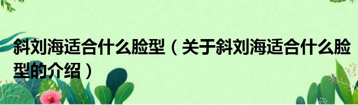 斜刘海适合什么脸型（关于斜刘海适合什么脸型的介绍）