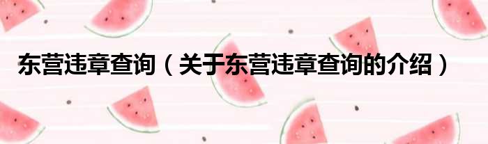 东营违章查询（关于东营违章查询的介绍）