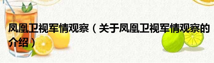 凤凰卫视军情观察（关于凤凰卫视军情观察的介绍）