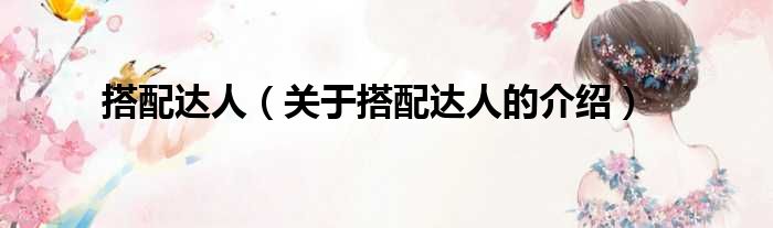 搭配达人（关于搭配达人的介绍）