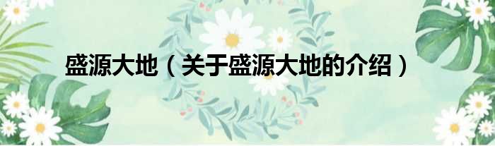 盛源大地（关于盛源大地的介绍）